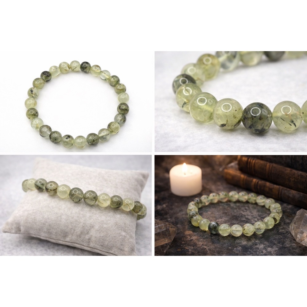 Prehnite Bracelet Witchy Boho Apothecary Crystal Jewelry Heart‎ Centered Stone